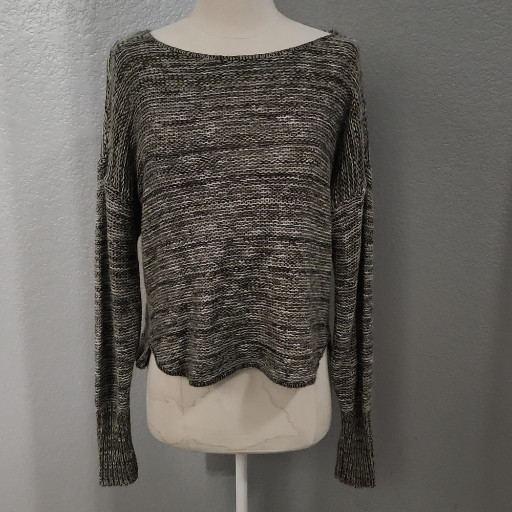 SUSINA Chunky Knit Crewneck Pullover Grey Sweater Womens Small S